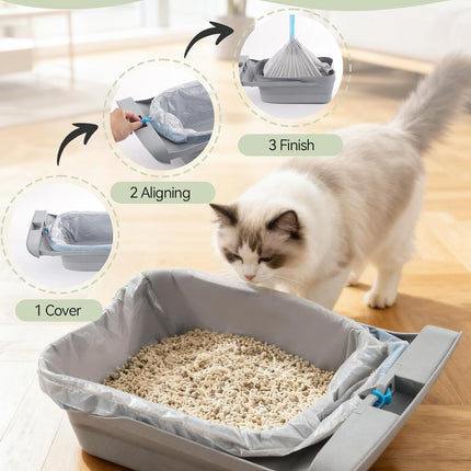 40 Count Automatic Cat Litter Box Bags for Petpivot Autoscooper 11/12 NeakasaM1 Open-Top Self-Cleaning Cat Litter Boxes, Leak-Proof Drawstring Trash Bags Replacement, Unscented,27" x 13",Holds 23 lbs.