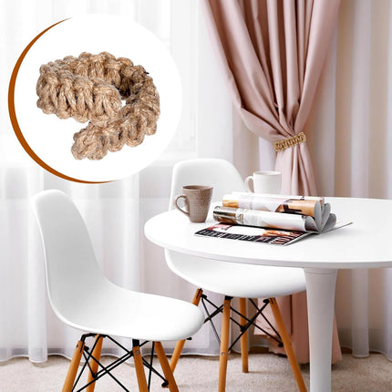 4 Pack Braided Curtain Tiebacks Boho Elegant Rustic Curtain Holdbacks Tie Backs Holders Set Simple Light Weight Drapes Decorative Accessories Handmade for Home Office Bedroom Window (4, Linen).