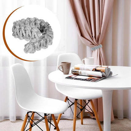 4 Pack Braided Curtain Tiebacks Boho Elegant Rustic Curtain Holdbacks Tie Backs Holders Set Simple Light Weight Drapes Decorative Accessories Handmade for Home Office Bedroom Window (4, Grey).