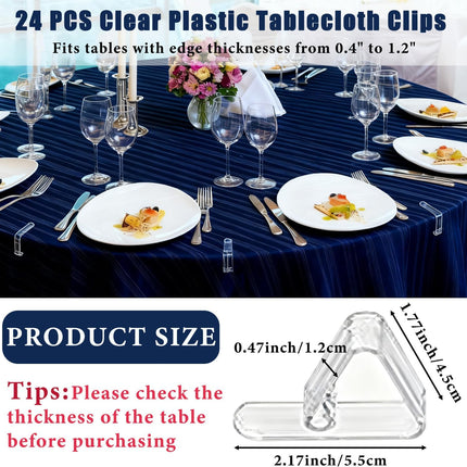 24 Pack Tablecloth Clips for Thick Tables, Heavy-Duty Plastic Table Cover Holders for Outdoor Dining, Picnic, Camping, and Party Use, Windproof Table Cloth Clamps for Birthday, Wedding.