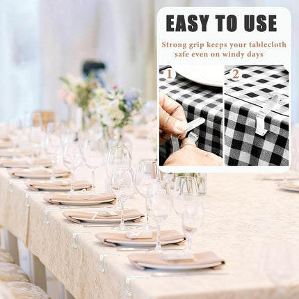 24 Pack Tablecloth Clips for Thick Tables, Heavy-Duty Plastic Table Cover Holders for Outdoor Dining, Picnic, Camping, and Party Use, Windproof Table Cloth Clamps for Birthday, Wedding.