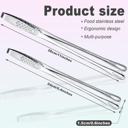 3 Pcs 11 Inches Kitchen Tongs Korean BBQ Tweezers for Cooking Stainless Steel Kitchen Tweezers Grill Food Yakiniku Cooking Clamp Tool for Salad, Fish, Steak, Barbecue, Buffet, Meat.