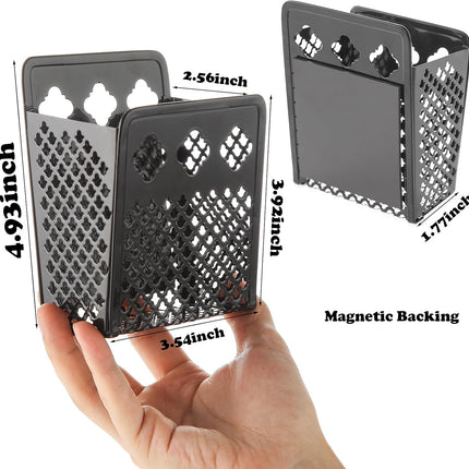 2 Pack Magnetic Pen Holder, Strong Magnet Organizer Dry Erase Marker Holder for Refrigerator, Whiteboard, Locker Accessories Home Office Hanging Pencil Holder with Hooks-Black.