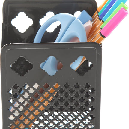 2 Pack Magnetic Pen Holder, Strong Magnet Organizer Dry Erase Marker Holder for Refrigerator, Whiteboard, Locker Accessories Home Office Hanging Pencil Holder with Hooks-Black.
