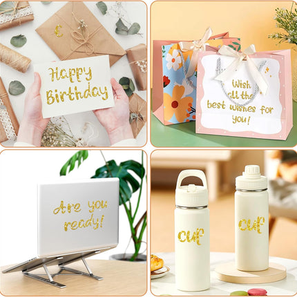 648 PCS Gold Letter Stickers Glitter Alphabet Stickers 1 Inch Self Adhesive Waterproof Vinyl Small ABC Letters for Graduation Cap Water Bottles Cup Mailbox Number Scrapbooking Sign Crafts (8,Gold).