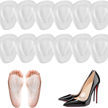 6 Pairs Metatarsal Pads Women Mens, Ball of Foot Cushions for Women Heels, Metatarsal Foot Pads for High Heel Inserts, Silicone High Heel Comfort Pads Insoles for Metatarsalgia Pads(Clear).