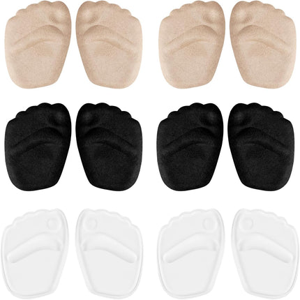 6 Pairs Metatarsal Pads for Women, Forefoot Cushion Inserts for Women Shoes, Non-Sliding Insole Pads for Open Toe Shoes, Ball of Foot Cushions, Shoe Filler, Reduce Foot Slip.