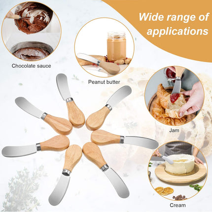 12 Pcs Cheese Spreader Knives Butter Knife Bulk Stainless Steel Butter Spreader Knives with Wooden Handle, Cheese Cake Condiment Knife Set for Sandwich, Cream, Charcuterie, Pastry, 4.7 Inch.