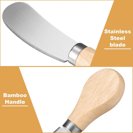 12 Pcs Cheese Spreader Knives Butter Knife Bulk Stainless Steel Butter Spreader Knives with Wooden Handle, Cheese Cake Condiment Knife Set for Sandwich, Cream, Charcuterie, Pastry, 4.7 Inch.