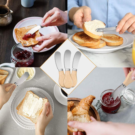 12 Pcs Cheese Spreader Knives Butter Knife Bulk Stainless Steel Butter Spreader Knives with Wooden Handle, Cheese Cake Condiment Knife Set for Sandwich, Cream, Charcuterie, Pastry, 4.7 Inch.