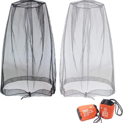 Mosquito Head Net Mesh, Face Neck Fly Netting Hood from Bugs Gnats Noseeums Screen Net for Any Outdoor Lover- with Carry Bags Fits Most Sizes of Hats Caps (2pcs, Black and Grey, Updated Big Net).
