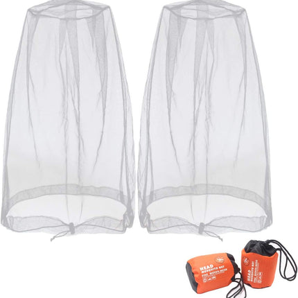 Mosquito Head Net Mesh, Face Neck Fly Netting Hood from Bugs Gnats Noseeums Screen Net for Any Outdoor Lover- with Carry Bags Fits Most Sizes of Hats Caps (2pcs, Light Grey, Updated Big Net).