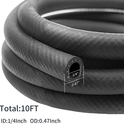 1/4 Inch ID NBR Rubber Hose, 10 Feet Fuel Hose Line Transfer Hose for Small Engine Black.