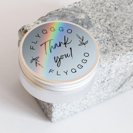 2 inch Round Holographic Thermal Sticker Labels, Waterproof & Rainbow Wave & Glitter Design, for Price/Name Tag, Barcode, DIY Custom Logo Design, Sliver(200Pcs/Roll).