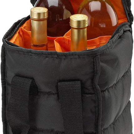Wine Carrier Tote Bag – 4-Bottle Pockets Capacity with Padded Insulation, Zipper Closure, and Carry Handles – Ideal for Travel, Picnics, and Beach Trips.