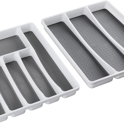 No-Slip Silverware Tray Organizer, Accommodates Different Kitchen Utensil and Cutlery Sizes, Deep Enough to Fit Entire Drawer, (2-PIECE | 9-SECTIONS).