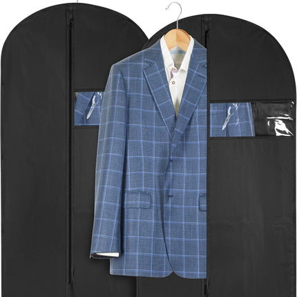Fabric Garment Bag 42 Inch - Pack of 2 Hanging Clothing Storage Bags for Closet or Travel - Suit, Dress, Gown & Coat Protector with Zipper & Window - Dust Free Garment Covers.