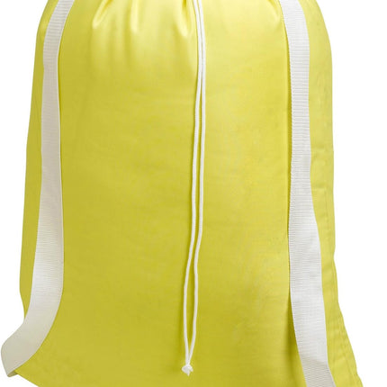 Backpack Laundry Bag – Heavy Duty Nylon, 22" x 28", Rip & Tear Resistant, Holds 2 Loads, Drawstring Closure, Shoulder Straps, Machine Washable, Ideal for College Dorm, Travel, Yellow.