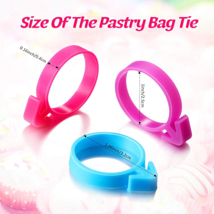 120 Pieces Icing Bag Ties Silicone Decoration Piping Bag Ties for Cupcakes Cookies and Pastry(Rosy, Blue, Purple).