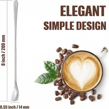 8 Pieces Stainless Steel Coffee Stirring Spoons 7.8 Inch Reusable Coffee Stirrers Long Handle Bar Cocktail Salt Spoons Tiny Swizzle Sticks for Bar Cocktails.