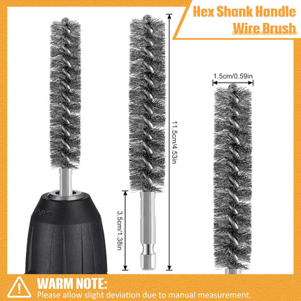 Bore Brush Bristles Wire Brush for Power Drill Cleaning Wire with Hex Shank Handle for Power Drill Cleaning(5 Pieces,Stainless Steel).