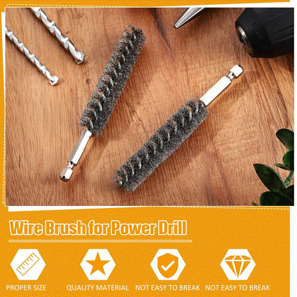 Bore Brush Bristles Wire Brush for Power Drill Cleaning Wire with Hex Shank Handle for Power Drill Cleaning(5 Pieces,Stainless Steel).