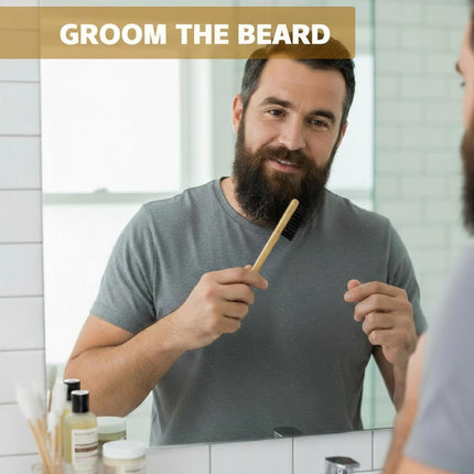 3 Pieces Moustache Comb and Brush Beard Edge Brushes 2-in-1 Sapling Wood Mustache Comb Gentle Control Bamboo Eyebrow Hair Tool.