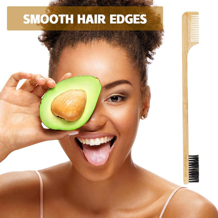 3 Pieces Moustache Comb and Brush Beard Edge Brushes 2-in-1 Sapling Wood Mustache Comb Gentle Control Bamboo Eyebrow Hair Tool.