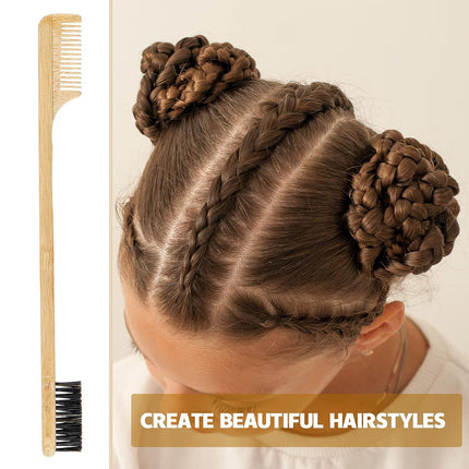 3 Pieces Moustache Comb and Brush Beard Edge Brushes 2-in-1 Sapling Wood Mustache Comb Gentle Control Bamboo Eyebrow Hair Tool.