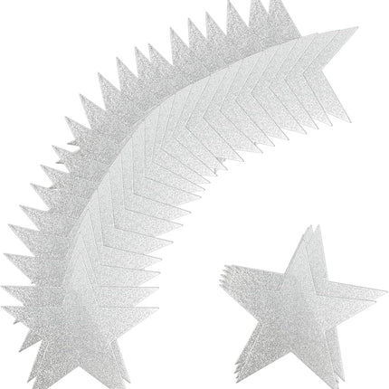 60 Pcs Glitter Star Cutouts Paper Double Printed Paper Star Decorations, 6 Inch Stars Decoration for Wedding Party Bulletin Board Classroom Decoration Supply (Silver).