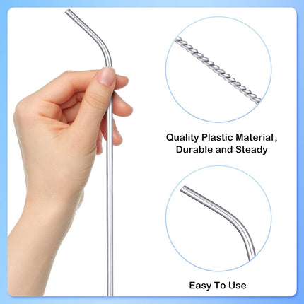 8 Pieces 14 Inch Reusable Stainless Steel Straws Long Drinking Straws for 100 oz Tumblers, Extra with 4 Pieces Cleaning Brush(Silver).