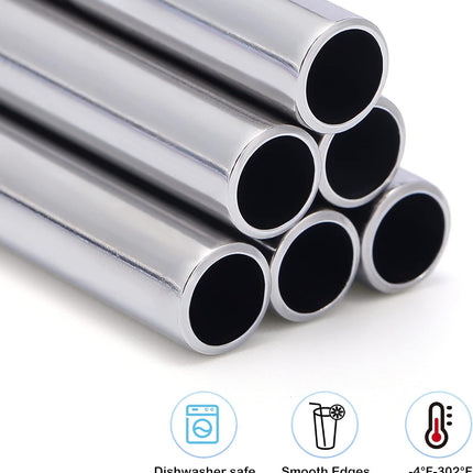 8 Pieces 14 Inch Reusable Stainless Steel Straws Long Drinking Straws for 100 oz Tumblers, Extra with 4 Pieces Cleaning Brush(Silver).