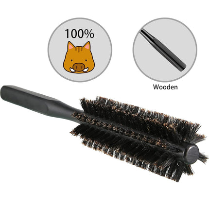 2 Pieces Thick Round Hair Comb Bristle Blow Drying Hairbrush Small Brush Short Hair Massage Comb Head Massage Round Brush Roll Hairbrush for Wet or Dry(Black).