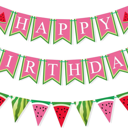 Watermelon Happy Birthday Banner Summer Fruit Theme Birthday Party Decorations for Boys Girls One in A Melon 1st Birthday Party Supplies Photo Backdrop.