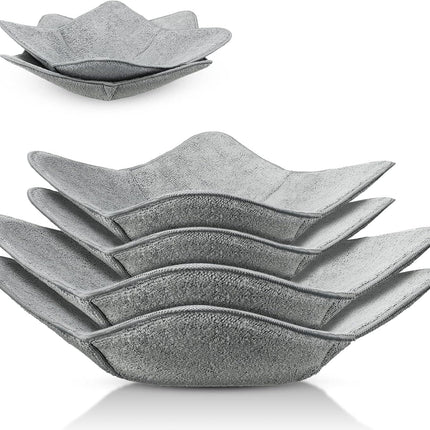 Microwave Bowl Cozy Holders for Hot Food Bowl Pot Plate in 2 Sizes Heat Proof Polyester Potholder Protector Food Soup for Bouillon(Gray,4 Pieces).