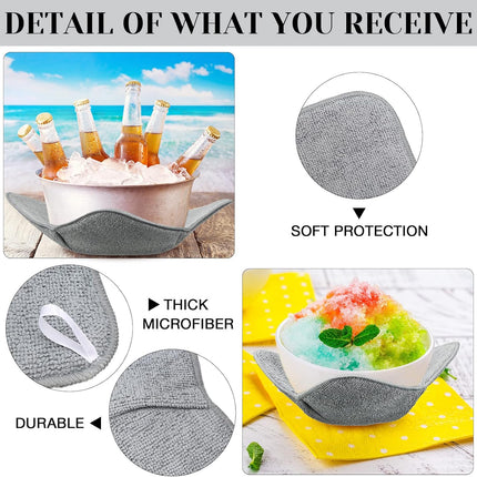 Microwave Bowl Cozy Holders for Hot Food Bowl Pot Plate in 2 Sizes Heat Proof Polyester Potholder Protector Food Soup for Bouillon(Gray,4 Pieces).