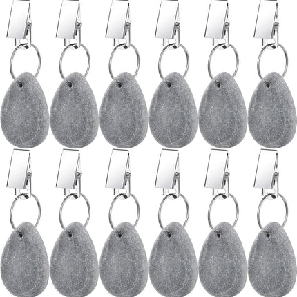 12 Pcs Tablecloth Weights Tablecloth Pendant Teardrop Shape Table Cover Weights with Metal Clips for Outdoor Picnic Garden Dinner Table Cover Decoration(Light Gray).