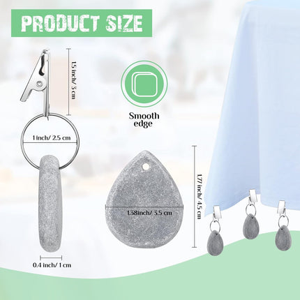 12 Pcs Tablecloth Weights Tablecloth Pendant Teardrop Shape Table Cover Weights with Metal Clips for Outdoor Picnic Garden Dinner Table Cover Decoration(Light Gray).