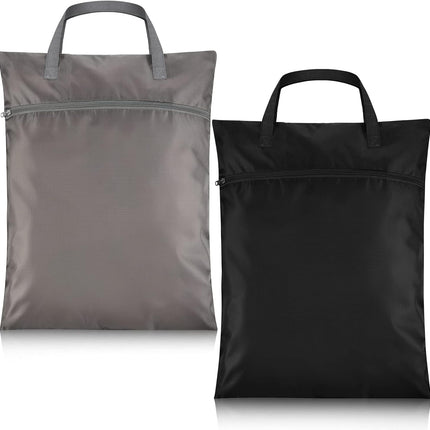 2 Pcs Travel Laundry Bags Waterproof with Handle Dirty Clothes Bag for Traveling Hanging Laundry Hamper with Two Zippered Pockets Washable Reusable for Sports Home Travel College.