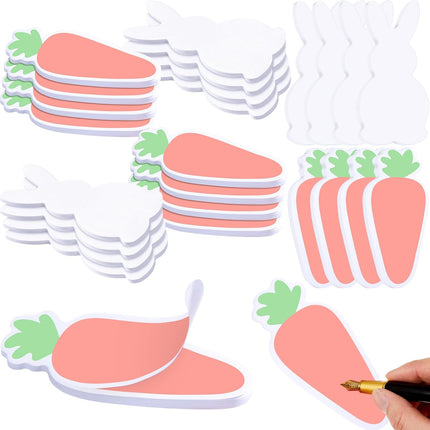 24 Pcs Easter Sticky Notes 720 Sheets Cute Bunny Note Pads Carrot Shaped Self Sticky Notepads Memo Tabs Easy to Post Stationery Office Easter Party Decors Supplies, 30 Sheets/pad.