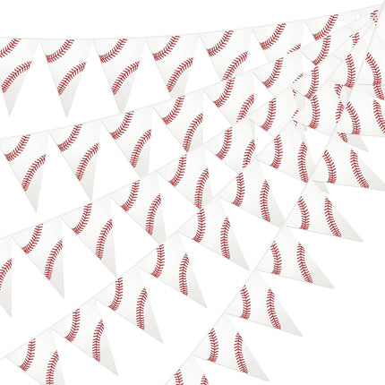 5 Pcs 49 Ft Baseball Party Decorations Pennant Banner Pre-Assembled Sport Triangle Flag Bunting Garland for Baseball Birthday Party Supplies Sport Theme Decorations.
