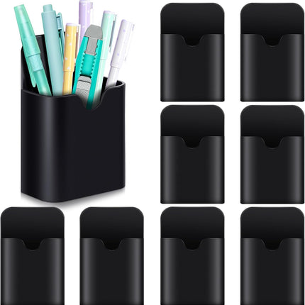 8 Pcs Magnetic Pen Marker Holders Dry Erase Magnetic Pen Pencil Holder Organizer Home Office Supplies for Refrigerator Whiteboard Locker (Black).