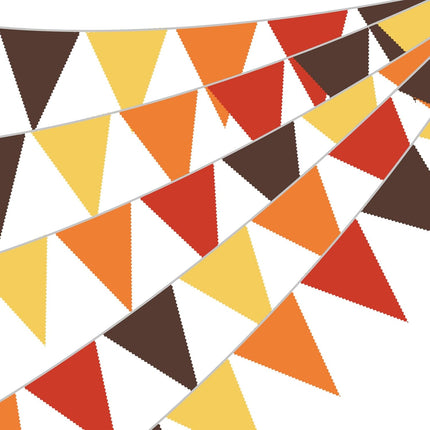 10M/32.8 Feet Fall Pennant Banner Autumn Decoration Brown Yellow Orange and Red Cotton Triangle Flags Bunting Banners for Autumn Thanksgiving Harvest Birthday Party Decor Indoor Outdoor Supplies.