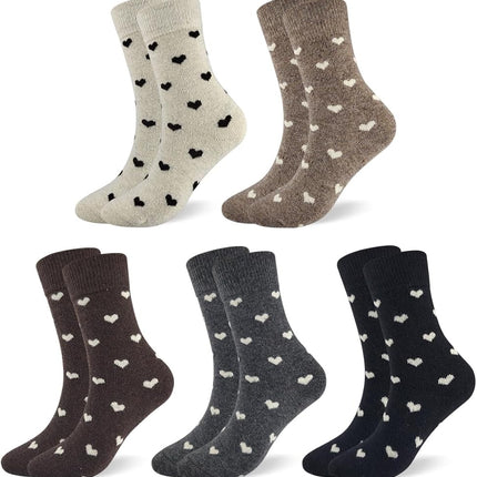 Women's Wool Socks – Warm Thermal Winter Knit, Cozy Fuzzy Thick Soft Cabin Boot Style, Cute Colorful Cold Weather.
