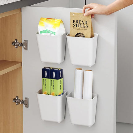 4 Piece Kitchen Cabinet Door Storage Box,Self Adhesive Wall Mounted Storage Box,Wardrobe/Bathroom/Refrigerator Small Items Organizer.