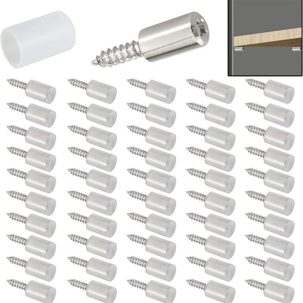 50Pcs Self-Tapping Screws for Cabinets - Non-Slip Sleeve Shelf Pins, Laminate Fixed Support Pegs for Kitchen Utensils, Bookcases, Wardrobes (Cross Head Phillips Cabinet Hardware).