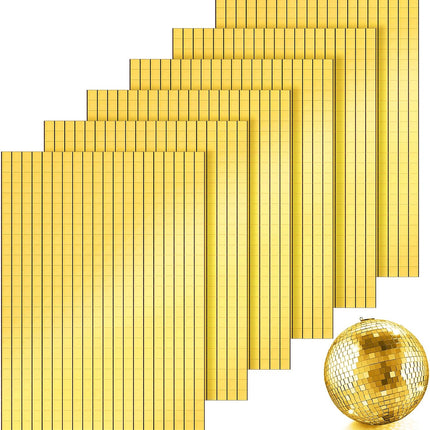 3600 Pieces Mirrors Mosaic Disco Ball Mirror Tiles Self-Adhesive Real Square Glass Mirror DIY Tiles for Craft DIY Glass Decorations Making(Gold,0.2 Inch).
