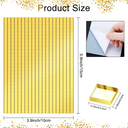 3600 Pieces Mirrors Mosaic Disco Ball Mirror Tiles Self-Adhesive Real Square Glass Mirror DIY Tiles for Craft DIY Glass Decorations Making(Gold,0.2 Inch).