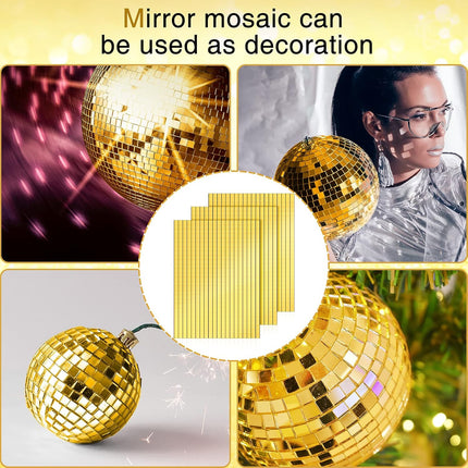 3600 Pieces Mirrors Mosaic Disco Ball Mirror Tiles Self-Adhesive Real Square Glass Mirror DIY Tiles for Craft DIY Glass Decorations Making(Gold,0.2 Inch).