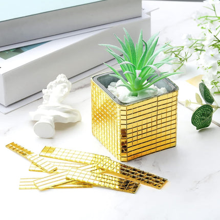 3600 Pieces Mirrors Mosaic Disco Ball Mirror Tiles Self-Adhesive Real Square Glass Mirror DIY Tiles for Craft DIY Glass Decorations Making(Gold,0.2 Inch).
